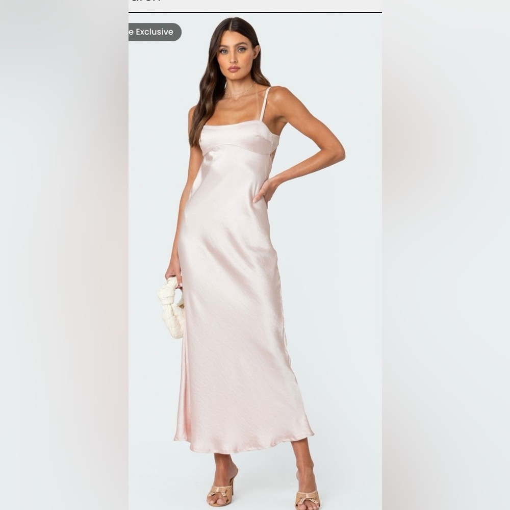 Edikted Vienna Open Back Satin Maxi Dress Size Small